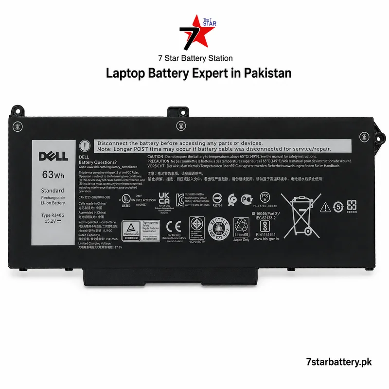 RJ40G 63Wh Laptop Battery Dell Latitude 5420 5520 Series P/N: 075X16 WY9DX 0WK3F1 0M3KCN 005R42 P137G P137G001 P104F